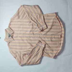 Polo Ralph Lauren Mens mediumClassic Oxford Shirt Peach Blue Striped Button Down